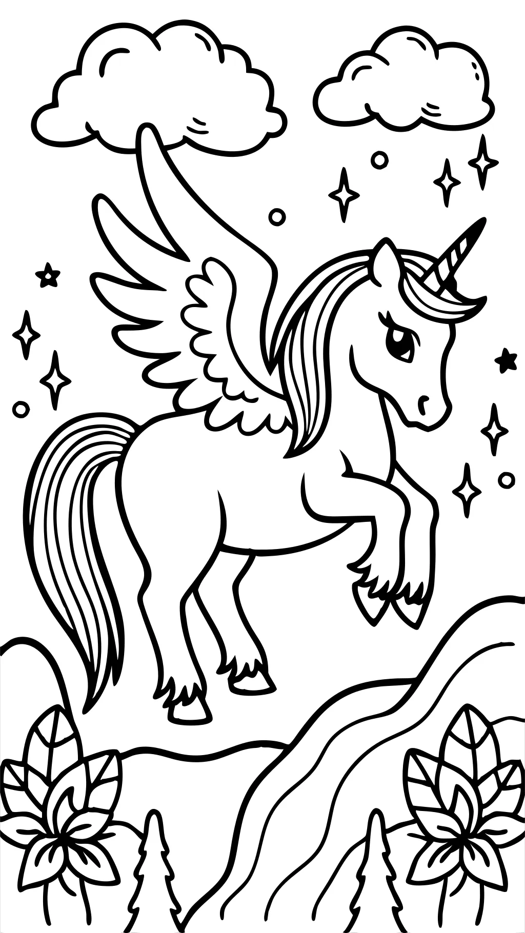 coloriage de pégase de la licorne